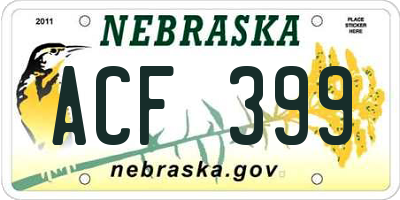 NE license plate ACF399