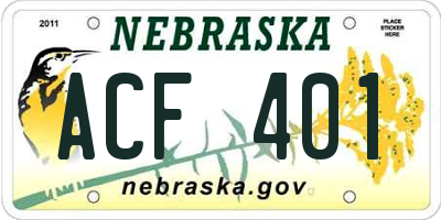 NE license plate ACF401