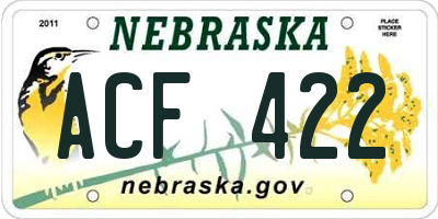 NE license plate ACF422