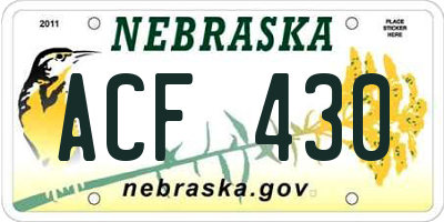 NE license plate ACF430