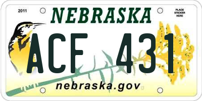NE license plate ACF431