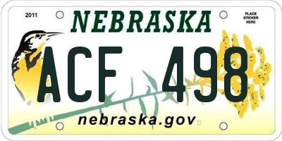NE license plate ACF498