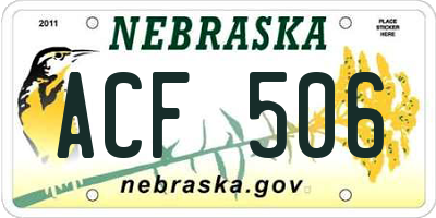 NE license plate ACF506