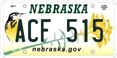 NE license plate ACF515