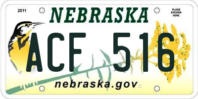 NE license plate ACF516