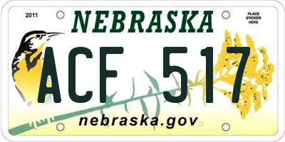 NE license plate ACF517