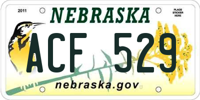 NE license plate ACF529