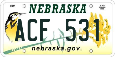 NE license plate ACF531