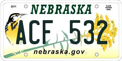 NE license plate ACF532