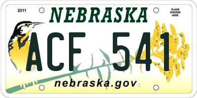 NE license plate ACF541