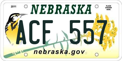 NE license plate ACF557