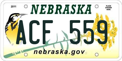 NE license plate ACF559