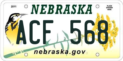 NE license plate ACF568