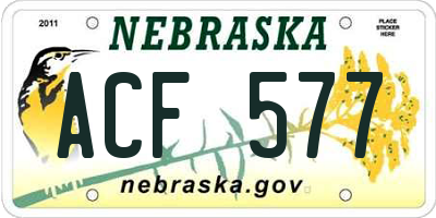 NE license plate ACF577