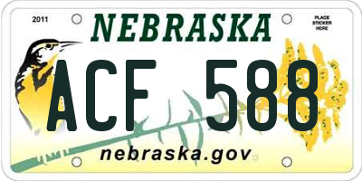 NE license plate ACF588