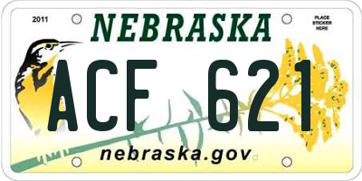 NE license plate ACF621
