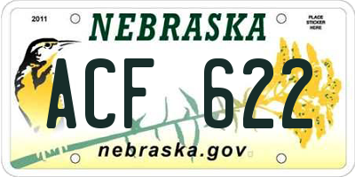 NE license plate ACF622