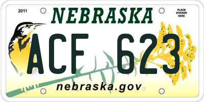 NE license plate ACF623