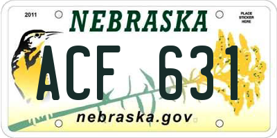 NE license plate ACF631