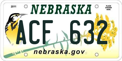 NE license plate ACF632
