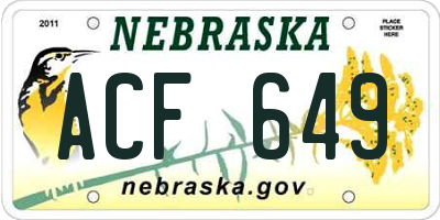 NE license plate ACF649