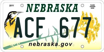 NE license plate ACF677