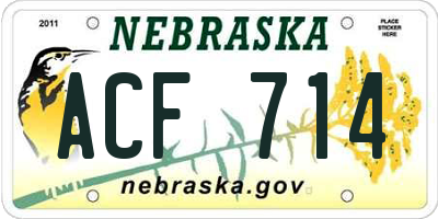 NE license plate ACF714