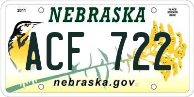 NE license plate ACF722