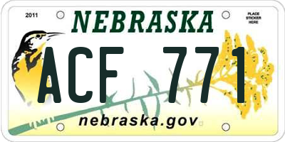 NE license plate ACF771