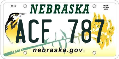 NE license plate ACF787
