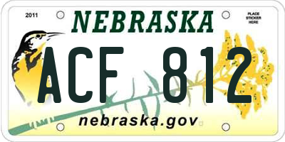 NE license plate ACF812