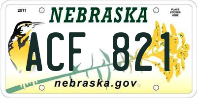 NE license plate ACF821