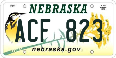 NE license plate ACF823