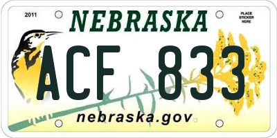 NE license plate ACF833