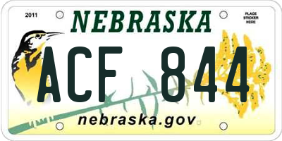 NE license plate ACF844