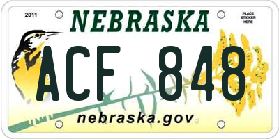 NE license plate ACF848