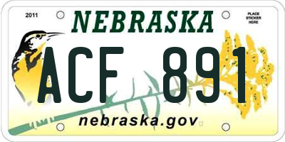 NE license plate ACF891