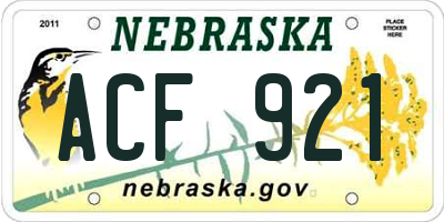 NE license plate ACF921
