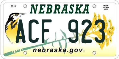 NE license plate ACF923