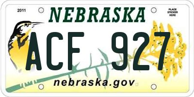 NE license plate ACF927