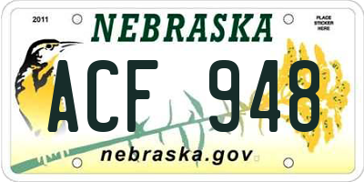 NE license plate ACF948