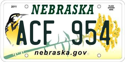 NE license plate ACF954