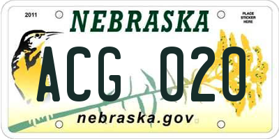NE license plate ACG020