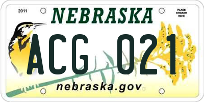 NE license plate ACG021