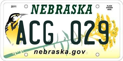 NE license plate ACG029