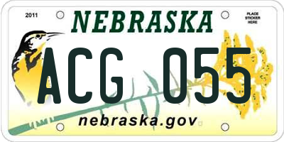 NE license plate ACG055
