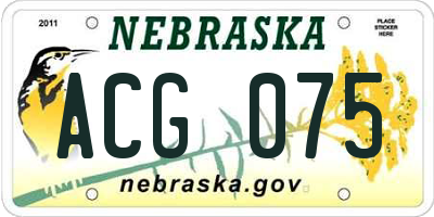 NE license plate ACG075