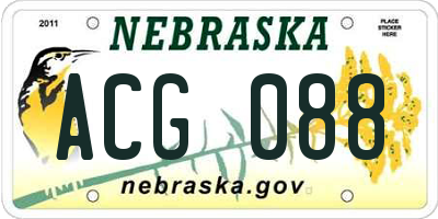 NE license plate ACG088