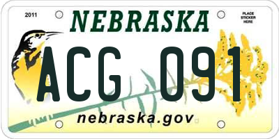 NE license plate ACG091