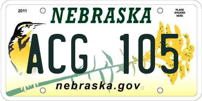 NE license plate ACG105